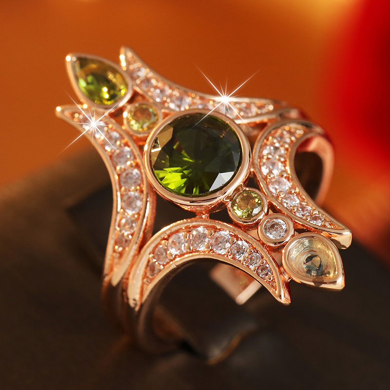 Women's Vintage Rose Gold Cross-Star Ring, Luxurious Gift